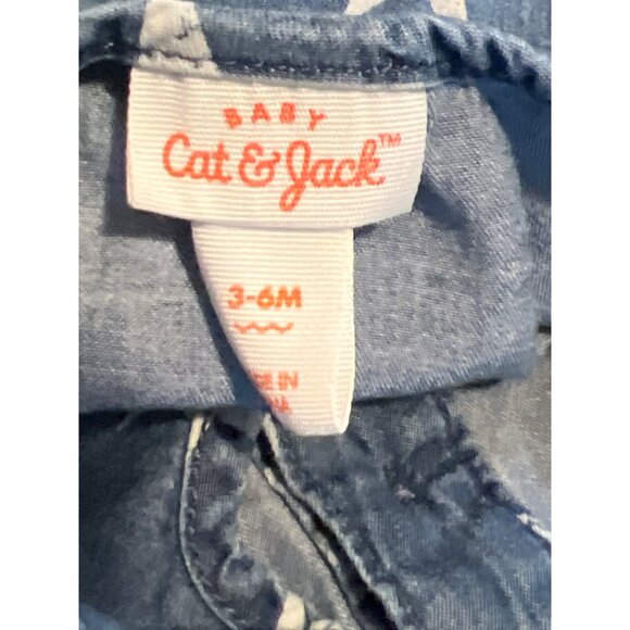 Cat & Jack Baby Infant Denim Tie Front Tank Top Star Design Buttons Sz 3/6 M - Picture 5 of 5